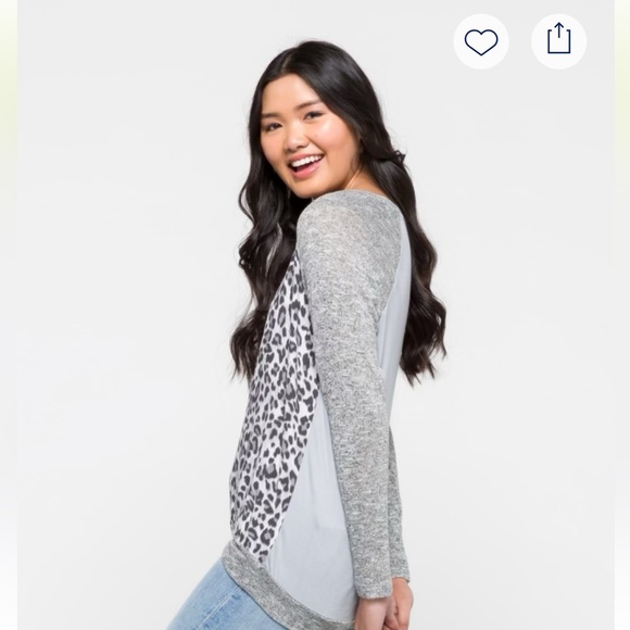 Kut from the Kloth Gray and White Leopard Print Sweater - Picture 3 of 8